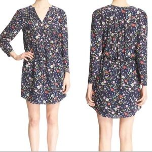 Rebecca Taylor Tapestry Garden Floral Silk Dress Navy Size 12‎